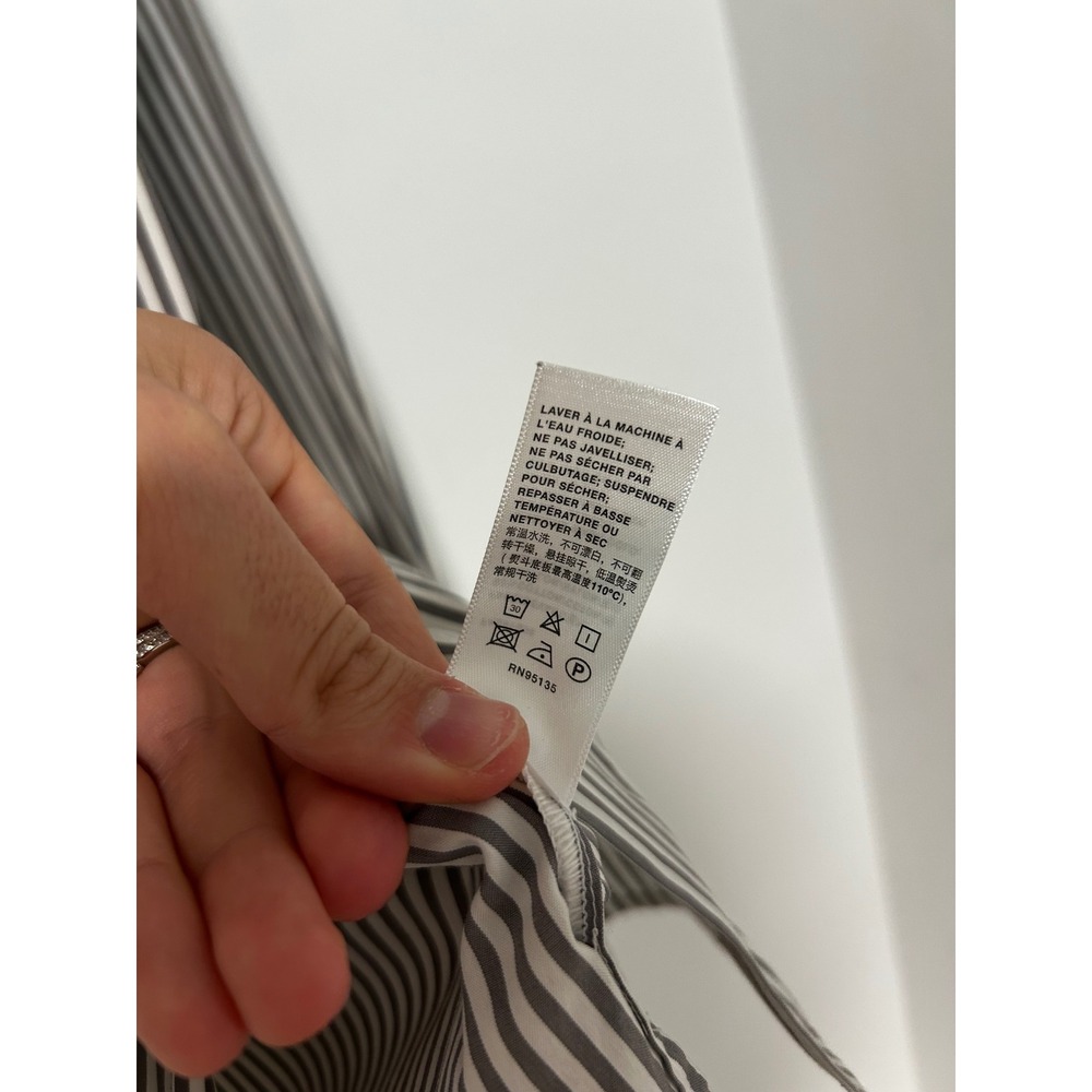Lafayette 148 New York Womens Grey White Striped Button Down Shirt Small - Picture 8 of 8